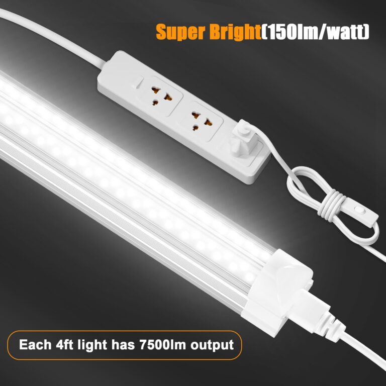 ONLYLUX LED Shop Light 4FT, 6000K 50W 7500LM, Linkable Utility Ceiling Light Fixture, 4 Foot T8 Integrated LED Tube Lights, V Shape High Output, Linkable with On/Off Switch (12 Pack) - Image 7