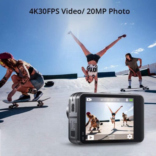 AKASO Brave 7 LE 4K30fps Action Camera with 128GB MicroSDXC U3 Memory Card Accessories Kit Bundle Ultra HD 131FT Waterproof Camera EIS 2.0 WiFi Remote Control Zoom Underwater Camera - Image 6