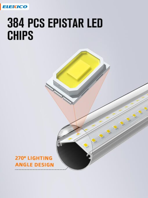 ELEKICO 75w 8ft Led Bulbs, 9500lm 5000k 8' Led Bulbs, V Shaped Clear Cover T8 Led Tube Lights 8ft, T8 Led Bulbs 8 Foot, 8' Led Replacement for T8 T10 T12 F96t12 Fluorescent Tubes - Image 3