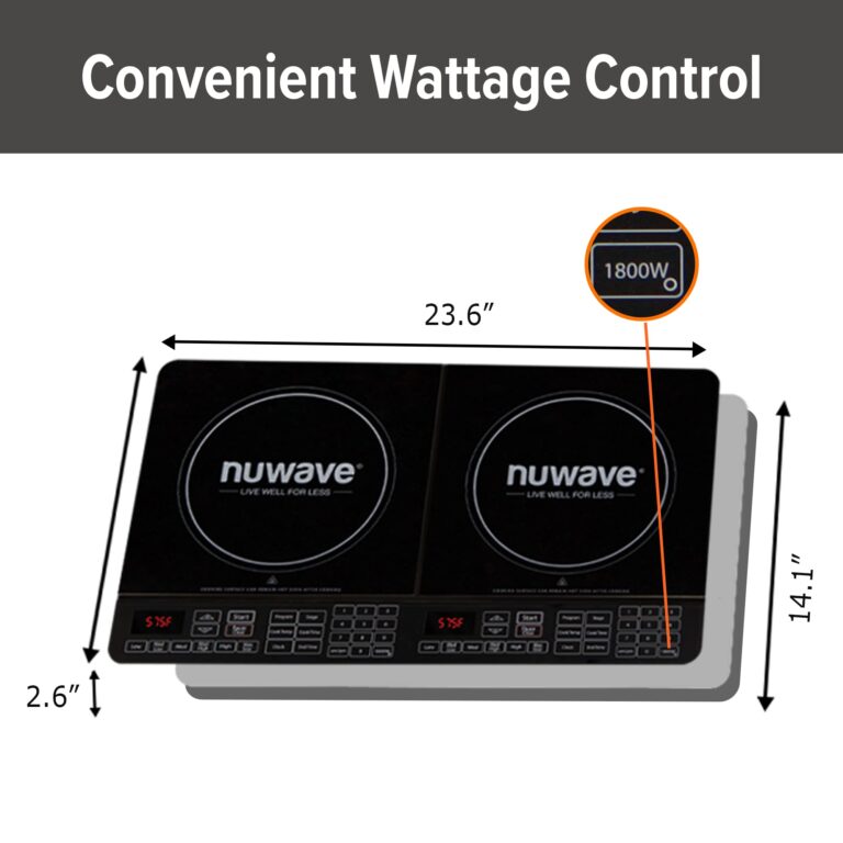 Nuwave Double Induction Cooktop, Powerful 1800W, 2 Large 8” Heating Coils, Independent Controls, 94 Temp Settings from 100°F to 575°F in 5°F Increments, 2 x 11.5” Shatter-Proof Ceramic Glass Surface - Image 6
