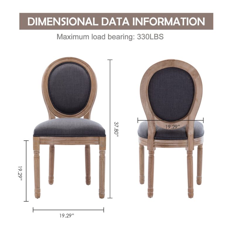 Virabit French Vintage Chairs Set of 2,Louis Farmhouse Dining Chairs with Solid Wood Frame and Tufted Fabric,Rubber Wood French Decor for Dining Room,Living Room, Kitchen,Restaurant - Image 3