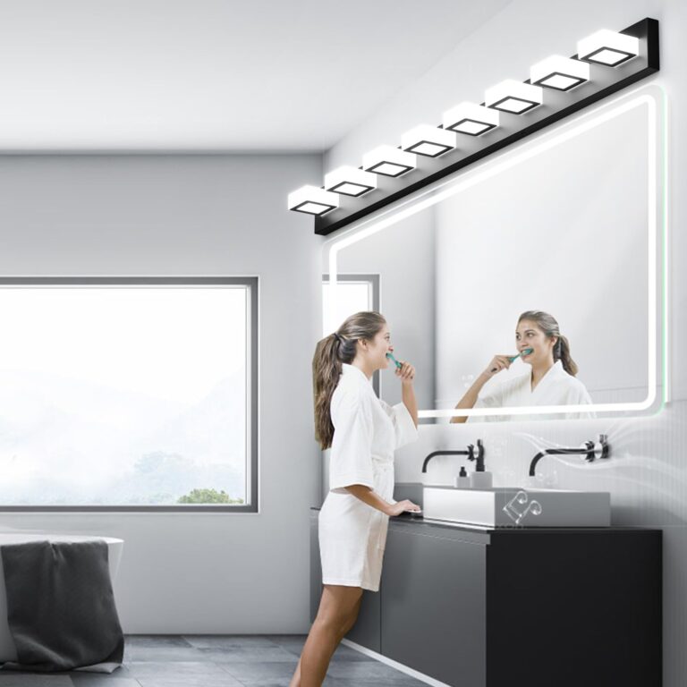 Ralbay 52inch Black Vanity Lights Fixtures 8 Lights LED Modern LED Acrylic Matte Black Vanity Lights Modern Black Bathroom Wall Lighting Over Mirror - Image 4