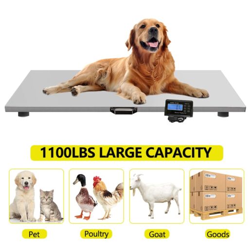 Togarhow 1100Lbs x 0.2Lbs Digital Livestock Scale Large Pet Vet Scale Stainless Steel Platform Electronic Postal Shipping Scale for Heavy Duty Large Dog Hog Sheep Goat Pig Sheep Scale - Image 7