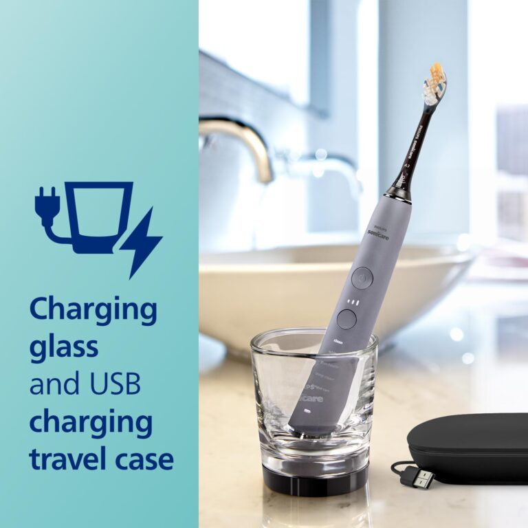 Philips Sonicare DiamondClean Smart 9500 Electric Toothbrush, Sonic Toothbrush with App, Pressure Sensor, Brush Head Detection, 5 Brushing Modes and 3 Intensity Levels, Grey, Model HX9923/41 - Image 2