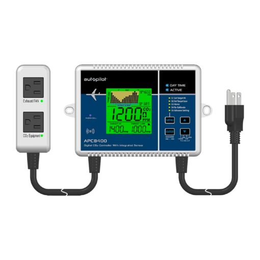 Autopilot Digital CO2 Controller with Integrated Sensor, CO2 Monitor with 5-Foot Power Cord for Greenhouse and Indoor Gardening