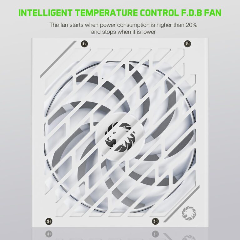 GAMEMAX Rampage Series, 1250W, Full Modular Power Supply, ATX 3.1 & PCIE 5.1 Ready, 80 Plus Platinum Certified, 105°C Japanese Caps, 135mm F.D.B Fan, 10 Year Warranty, GX1250, White - Image 3