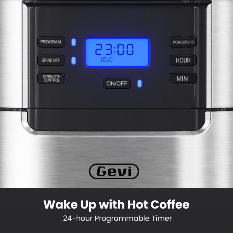 Gevi 10-Cup Drip Coffee Maker with Built-in Grinder, Programmable Brew Coffee Machine with Timer, Reusable Filter, 1.5L Water Tank, Coffee Pot, Warming Plate Burr Grinder Combo - Image 5