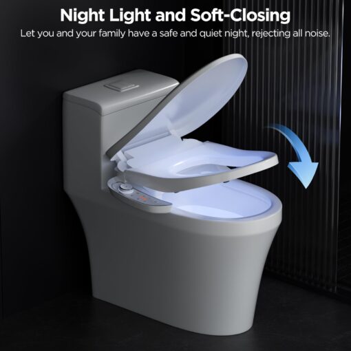 Electric Smart Bidet Seat - Heated & Elongated Design with Warm Water Wash, Wireless Remote, and Self-Cleaning Nozzle | Includes Soft-Closing Lid, LED Nightlight & Air Dryer - Image 4