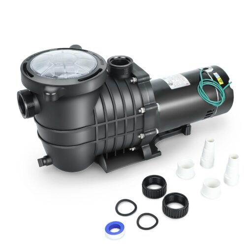 2.0 HP In/Above Ground Swimming Pool Pump, 110V/220V Dual Voltage 6840GPH Single Speed Pool Water Pumps lnground Above Ground with Filter Basket