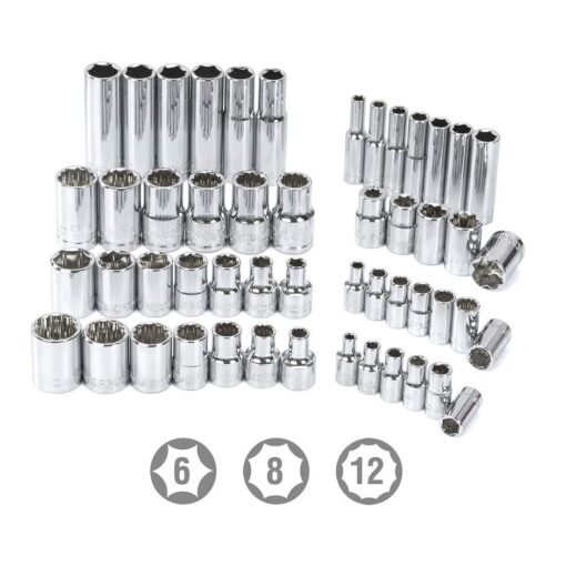WORKPRO 450-Piece Drive Socket Set 1/2" 1/4" 3/8", CR-V Metric and Imperial with Quick-Release Ratchet Wrench, Spanners, Bits Set, Mechanics Tool for Car Repair - Image 7