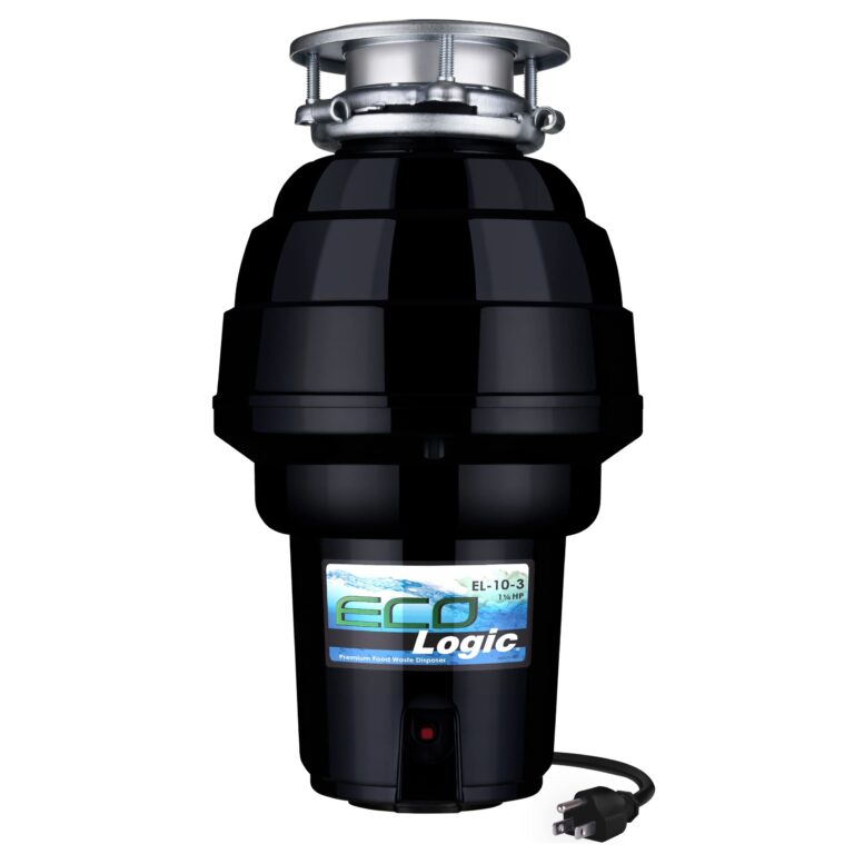 Eco Logic 1 1/4 Horsepower Garbage Disposal with Removeable Splash Guard, Attached Power Cord and Standard 3-Bolt Mounting System, Continuous Feed Disposer