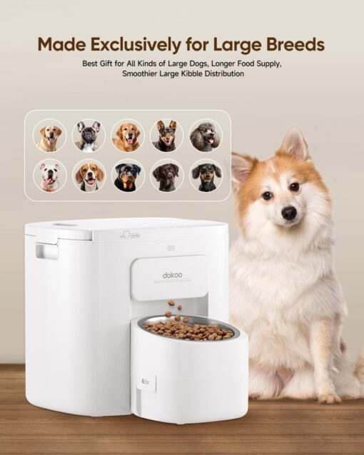 Automatic Dog Feeder for Large Breed, 15L/ 63Cups Vacuum-Sealed Storage & Timed Auto Dog Food Dispenser 2in1, Airtight 100% Freshness, Anti-Blockage, Support up to 22mm Pet Food, Stainless Steel Bowl - Image 8