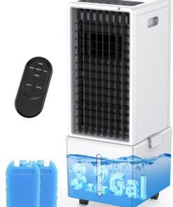 COOLECH 4-IN-1 Portable Air Conditioners w/3.2-Gal Tank for 24H Cooling, 4 Powerful Wind Speeds & 4 Modes, LED Touch Screen, Waterless Alert System & 12H Timer, Remote, Evaporative Air Cooler for Home