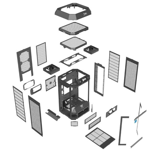 Thermaltake Tower 250 Black Mini-ITX Mini Tower; 2x120mm CT Fans Included; 360mm Radiator Support; 360mm GPU Clearance; Dual Chamber; CA-1Z9-00S1WN-00 - Image 2