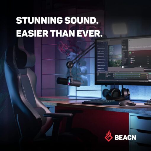 BEACN Dark Dynamic USB Mic for PC - Professional Microphone for Podcast, Gaming, Streaming - Studio-Quality Desk Mic for YouTube, Twitch, and Recording. Microphone for PC, Gaming & Streaming - Image 2