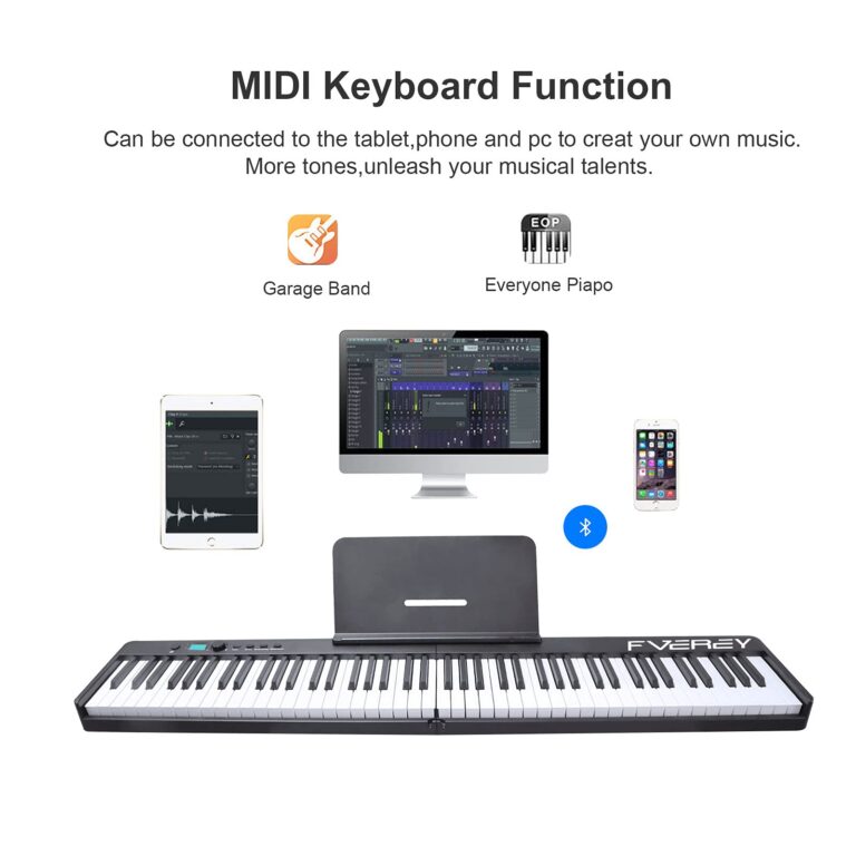 FVEREY Folding Piano Keyboard, 88 Key Semi Weighted Keyboards Electric Piano, Full Size Keyboard Portable Digital Piano with Sustain Pedal, Handbag, Bluetooth, USB MIDI for Beginner, Adult - Image 3