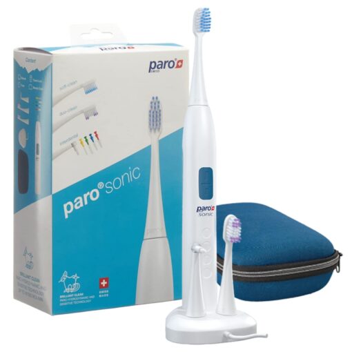 Paro Sonic Electric Toothbrush Hydro Dynamic Effect. Sensitive hydrodynamic Electric Toothbrush Help Cleaning Efficiency. up to 80,000 MOV/Min Comes with Travel Bag and interdental Brushes