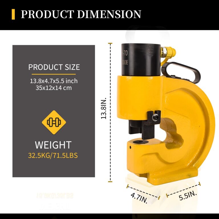LCyindu 35T Hydraulic Hole Punching Tool Hole Digger Force Puncher,3/8",1/2",5/8",3/4" Puncher Apertures,Smooth Hole Puncher for Aluminum Stainless Steel Iron Plate Copper Bar,CH-70 - Image 7