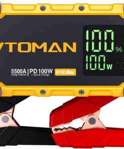 VTOMAN V10 Max 5500A Jump Starter with 100W USB-C Fast Charger Car Battery Jumper Starter Portable for All Gas or 12L Diesel Engines,12V Jump Strart Booster Pack, Jump Box Comes with 100W Car Charger