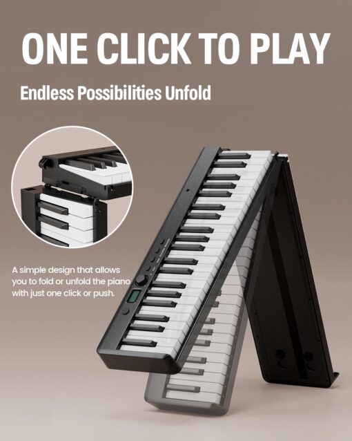 Finger Dance Folding Piano Keyboard 88 Keys, Portable Electric Keyboard with Bluetooth MIDI, Full Size Digital Piano, Wood Grain, Semi-Weighted, Touch Sensitive, with Storage Bag for Beginner - Image 6