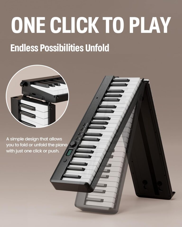 Finger Dance Folding Piano Keyboard 88 Keys, Portable Electric Keyboard with Bluetooth MIDI, Full Size Digital Piano, Wood Grain, Semi-Weighted, Touch Sensitive, with Storage Bag for Beginner - Image 6