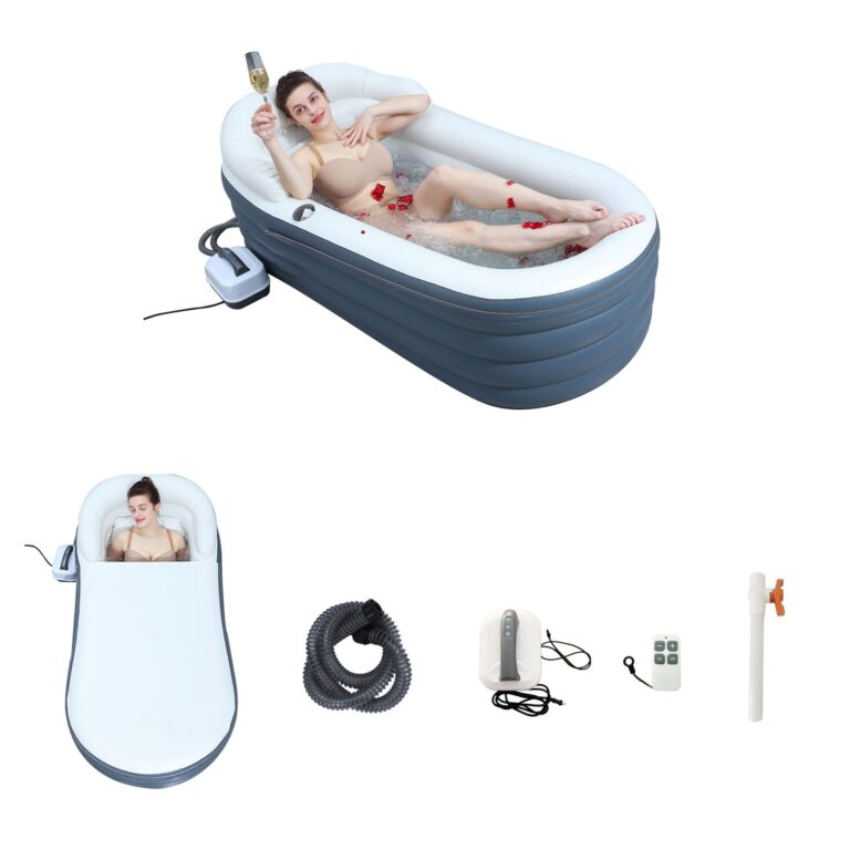 Inflatable Bathtub Bubble Massage Mat, Portable Adult Spa Bathtub, All-in-one Wavemaker and Air Pump, Adjustable Bubble Settings - Includes Remote Control, Inflatable Backrest and Atmosphere Lighting - Image 2