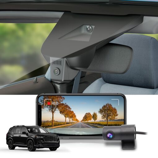 Fitcamx Front 2160P+Rear 1080P Dash Cam Adapts for Honda Pilot 2023-2025 EX-L Touring Elite Sport Trailsport LX Black Edition, OEM Style, Dual Loop Recording, WiFi & APP, G-Sensor, Easy to Set, 128GB
