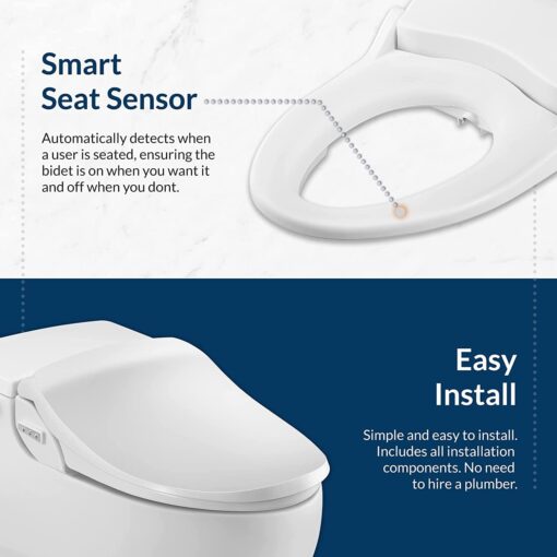 Bio Bidet Slim Two Electric Bidet Toilet Seat Elongated, Warm Water, Heated Seat, Night Light, Front and Rear Wash, Wireless Remote Control, White - Image 6