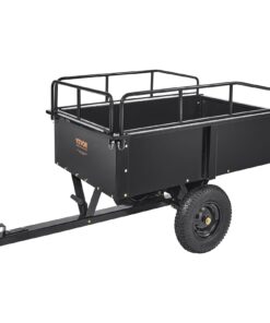VEVOR Heavy Duty ATV Dump Cart - Steel Tow Behind trailer, 750 lbs, 15 Cubic Feet Garden Utility with Removable Sides