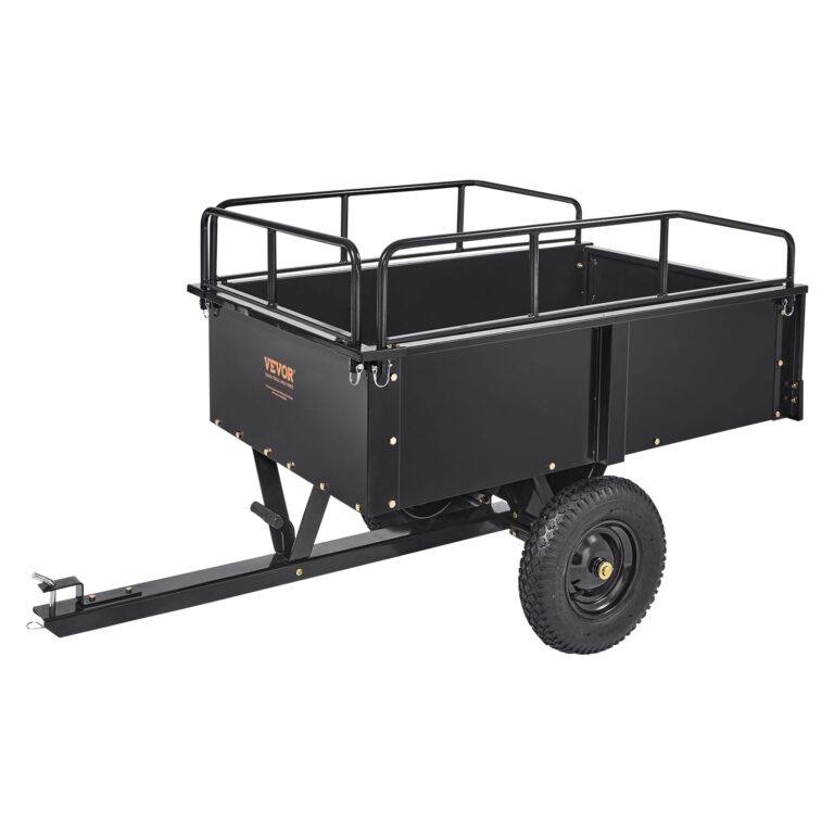 VEVOR Heavy Duty ATV Dump Cart - Steel Tow Behind trailer, 750 lbs, 15 Cubic Feet Garden Utility with Removable Sides