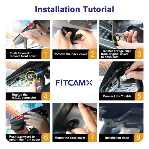 Fitcamx Front 4K+Rear 1080P Dash Cam for 2024 2025 Toyota Grand Highlander XLE Limited Platinum (AS10), OEM Look, Dual HD Video, Loop Recording, WiFi Connect & APP, G-Sensor, Easy to Set, 128GB Card - Image 3