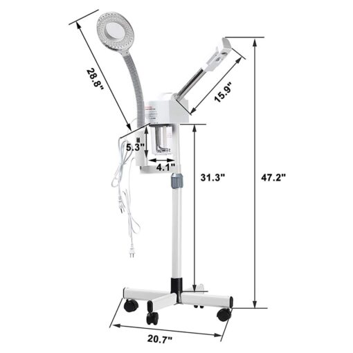 2 in 1 Professional Ozone Nano Ionic Face Steamer with 5X Magnifying Lamp, Large Aromatherapy Facial SteamerHumidifier Vaporizer Mist Steam Inhaler for Salon Spa Beauty Skin Care, White - Image 3