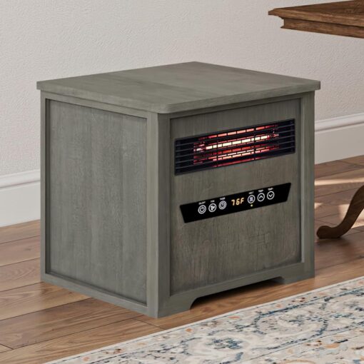 Country Living Infrared Portable Rolling Space Heater with LED Touchscreen and Remote Control | 12h Timer | 1500w Quick Heating for Indoor Use | Driftwood Grain Finish
