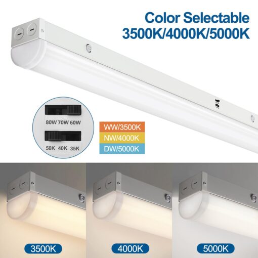 DAKASON 8FT LED Linear Light Fixture, 8 Foot LED Shop Lights 80/70/60W 35/40/5000K CCT Selectable, 8 Feet Commercial Bay Lighting Fluorescent Tube Replacement for Garage Warehouse 4 Pack - Image 6