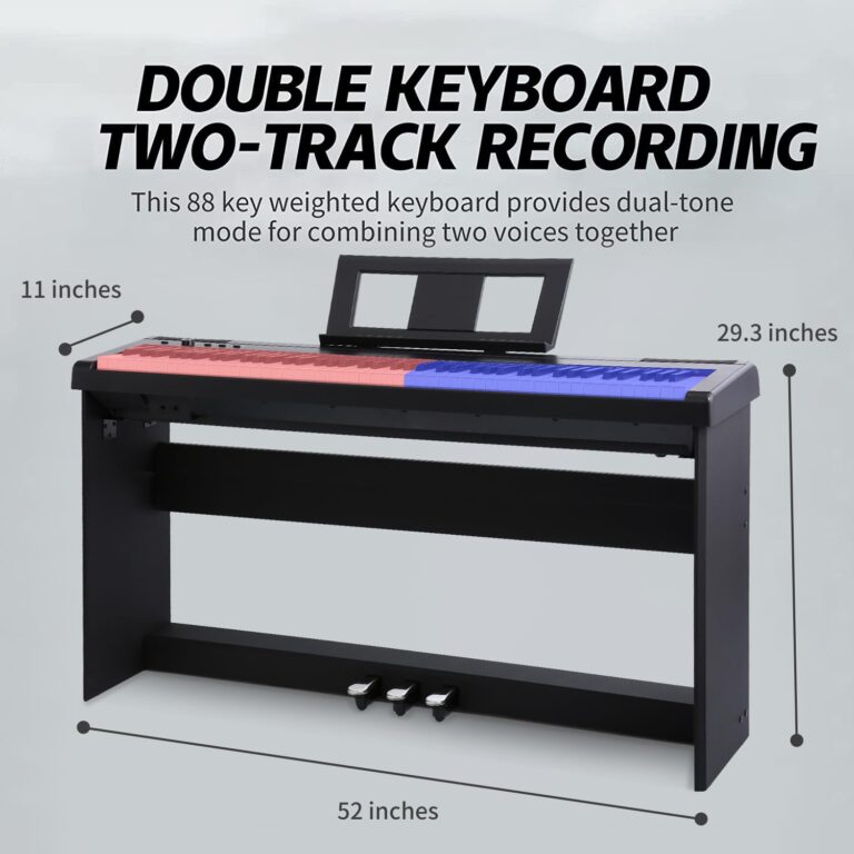 AODSK Digital Piano 88 Key keyboard Weighted Piano with Stable Wood Furniture stand Full Size Weighted Keyboard, with 3-Pedal Unit, 15W Stereo Speakers, MP3 Function, Black, Piano Lessons - Image 4