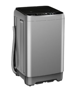 BINMIT 15.6lbs Full-Automatic Washing Machine, Portable Compact Laundry Washer with Drain Pump, 10 Programs 8 Water Levels with LED Display for RV, Camping, Apartment, Dorm, Dark-Grey