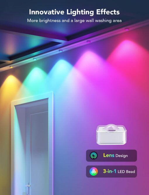 Govee Permanent Outdoor Lights, Smart RGBIC Outdoor Decor with 75 Scene Modes, 100ft with 72 LED Lights, IP67 Waterproof for Outdoor Decorations, Work with Alexa, Google Assistant, White - Image 6