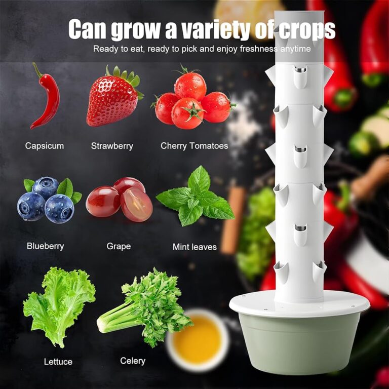 vhdurike Vertical Hydroponics Garden Tower, Automatic Water Hydroponic Tower, Vertical Garden Kit, Indoor Gardening System for Green Vegetables and Fruits,5 Layers - Image 6