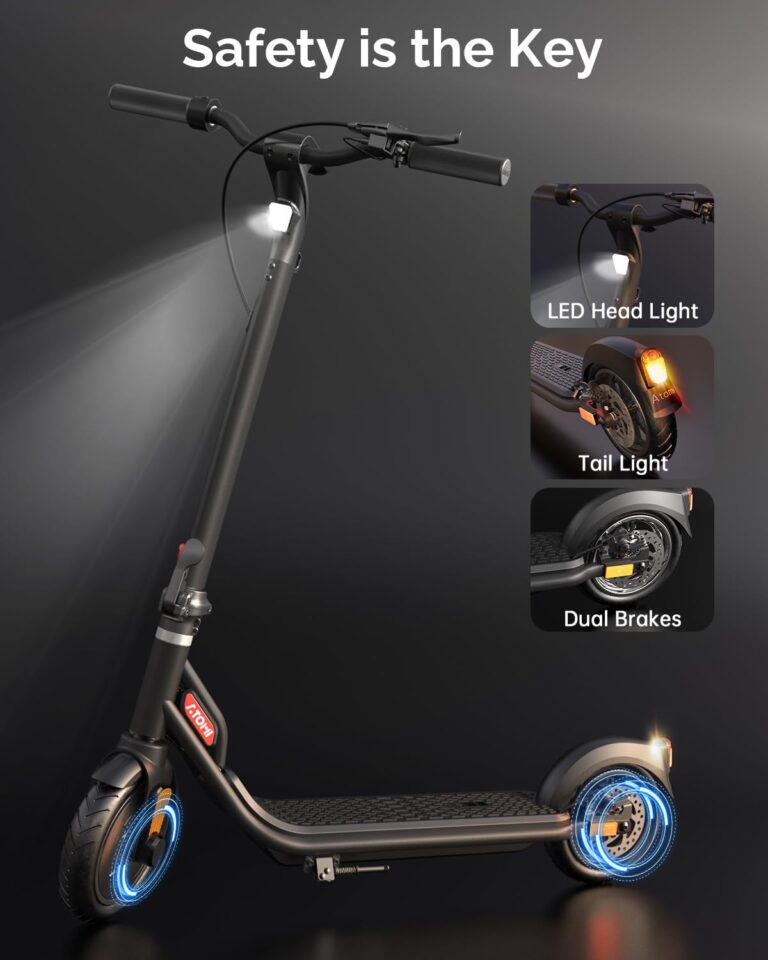 Atomi Electric Scooter E20, 500W Motor Electric Scooter with 19 Miles Long Range, 15.6 Mph Speed, Portable Folding Commuting Scooter for Adults with Double Braking System and Smart App - Image 5