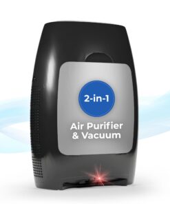 EyeVac Air 2-in-1 HEPA Air Purifier & Touchless Vacuum Automatic Dustpan - Ultra Fast & Powerful - Covers 600 Sq ft - Corded Canister Vacuum, Bagless, Automatic Sensors, 1000 Watt (Black/Silver)