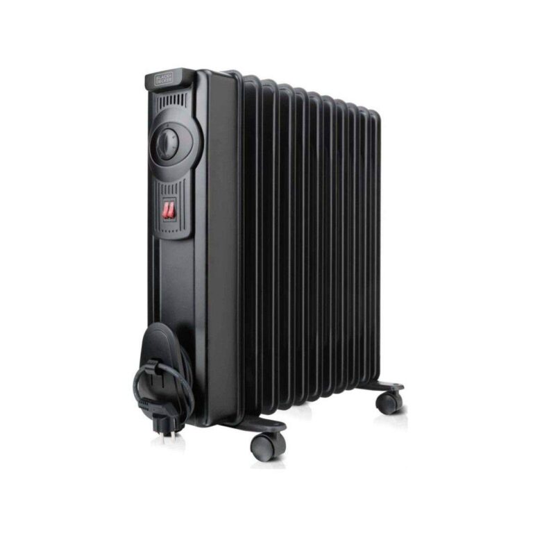 BLACK+DECKER BXRA2000E - Oil Filled Radiator 2000W, 11 Elements of 140 mm, Adjustable Thermostat, 2 Powers, Automatic Overheat Shut-Off Safety System, Black