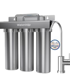 Waterdrop TST-UF 0.01μm Ultra-Filtration Under Sink Water Filter, Stainless Steel, 5X Service Life,Remove 99.99% of Contąminants Larger Than 0.01μm, with Dedicated Faucet, USA Tech (3 Filter Included)