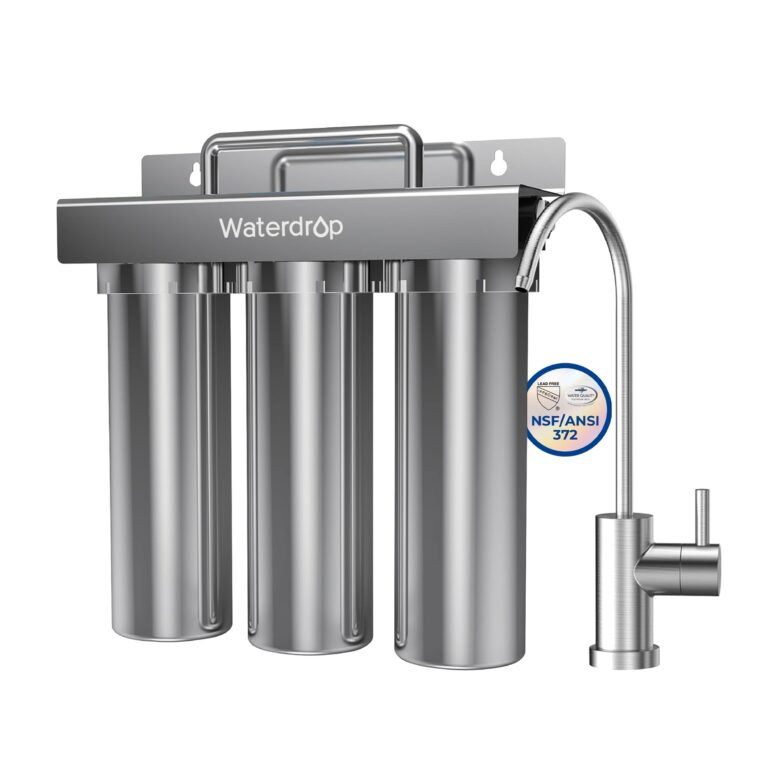 Waterdrop TST-UF 0.01μm Ultra-Filtration Under Sink Water Filter, Stainless Steel, 5X Service Life,Remove 99.99% of Contąminants Larger Than 0.01μm, with Dedicated Faucet, USA Tech (3 Filter Included)