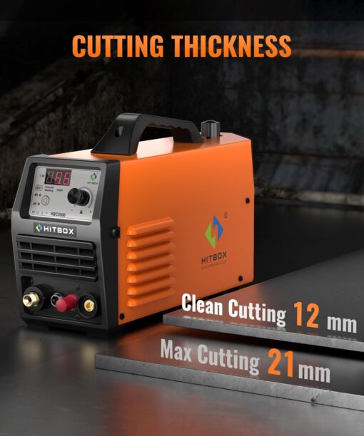 HITBOX Plasma Cutter 55Amp,High Frequency Non-Touch Pilot Arc Air Plasma Cutting Machine with 110V/220V Dual Voltage Digital Display IGBT Inverter Metal Cutting Machine with 1/2" Clean Cut and 2T/4T - Image 6