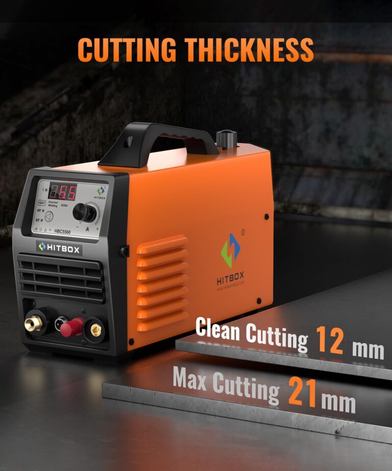 HITBOX Plasma Cutter 55Amp,High Frequency Non-Touch Pilot Arc Air Plasma Cutting Machine with 110V/220V Dual Voltage Digital Display IGBT Inverter Metal Cutting Machine with 1/2" Clean Cut and 2T/4T - Image 6