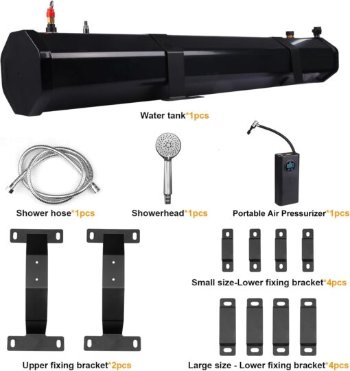 Pressurized Water Tank,Roof Rack Shower Solar Car Shower,7.9 Gal/30L,Roof Rack Water Tank Off-Road Vehicles,Pick-Up Trucks,SUV,Mounts to Roof Racks - Image 4