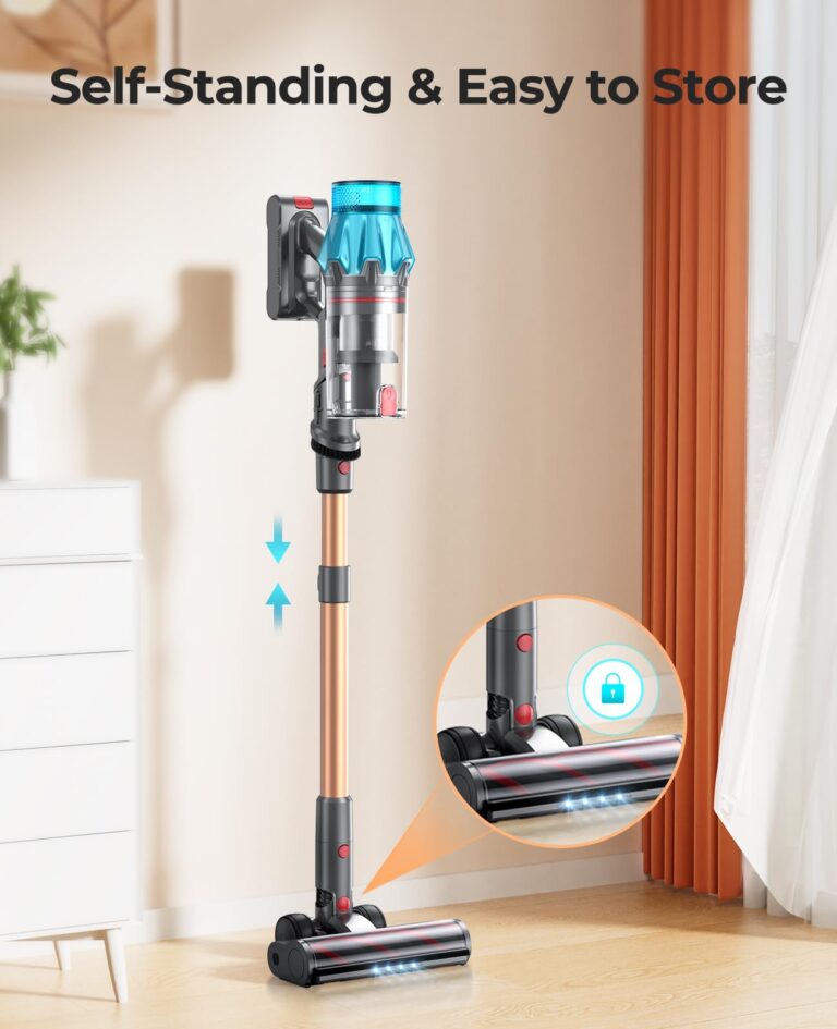Cordless Vacuum Cleaner 550W/45Kpa, Stick Vacuum Cleaners 60 Mins Max Runtime with Charging Dock, Self-Standing Handheld Vacuum with Touch Display, 6-in-1 Vacuum Cleaner for Carpet/Hard Floor/Pet Hair - Image 5