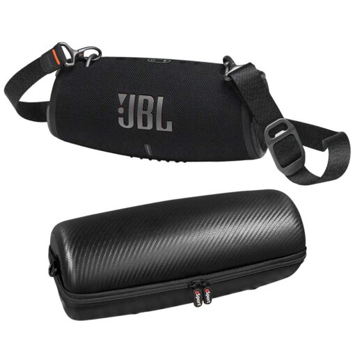 JBL Xtreme 3 Waterproof Bluetooth Speaker Bundle with gSport Carbon Fiber Case and Shoulder Strap (Black)