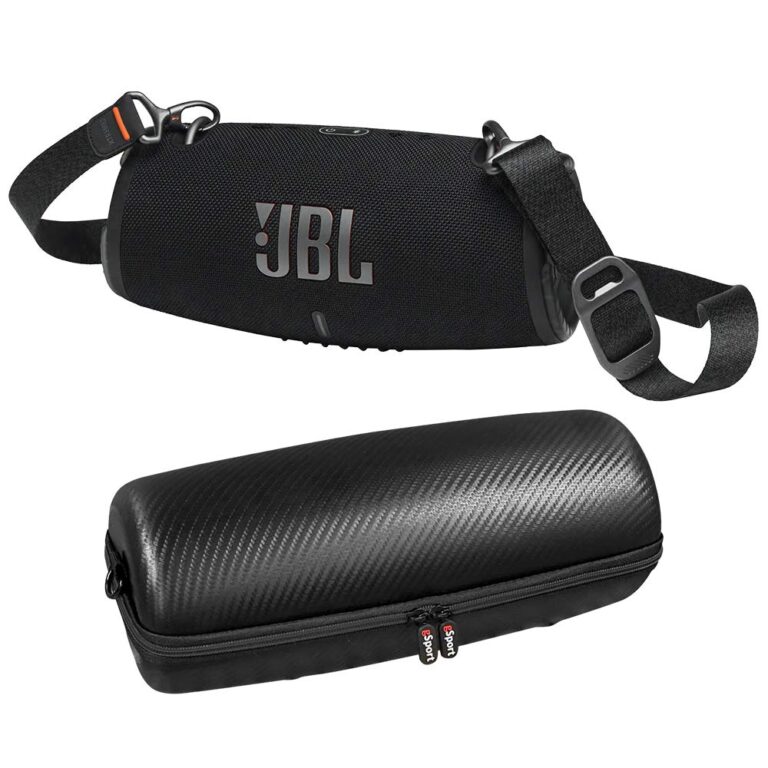 JBL Xtreme 3 Waterproof Bluetooth Speaker Bundle with gSport Carbon Fiber Case and Shoulder Strap (Black)
