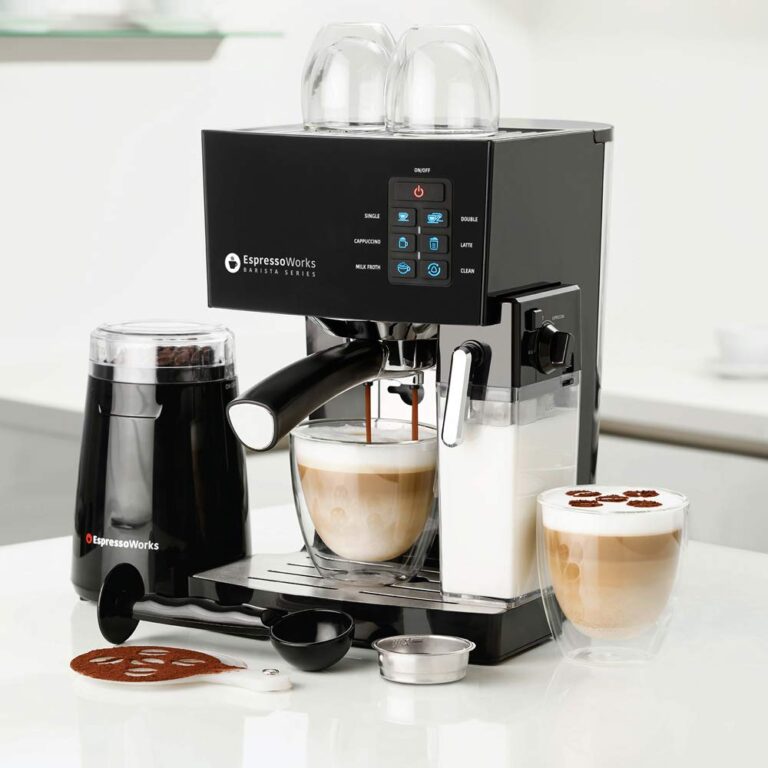 EspressoWorks 19-Bar Espresso, Latte and Cappuccino Maker 10-Piece Set - Brew Cappuccino and Latte with One Button - Espresso Machine with Milk Steamer 1250W - Coffee Gifts (Black) - Image 3